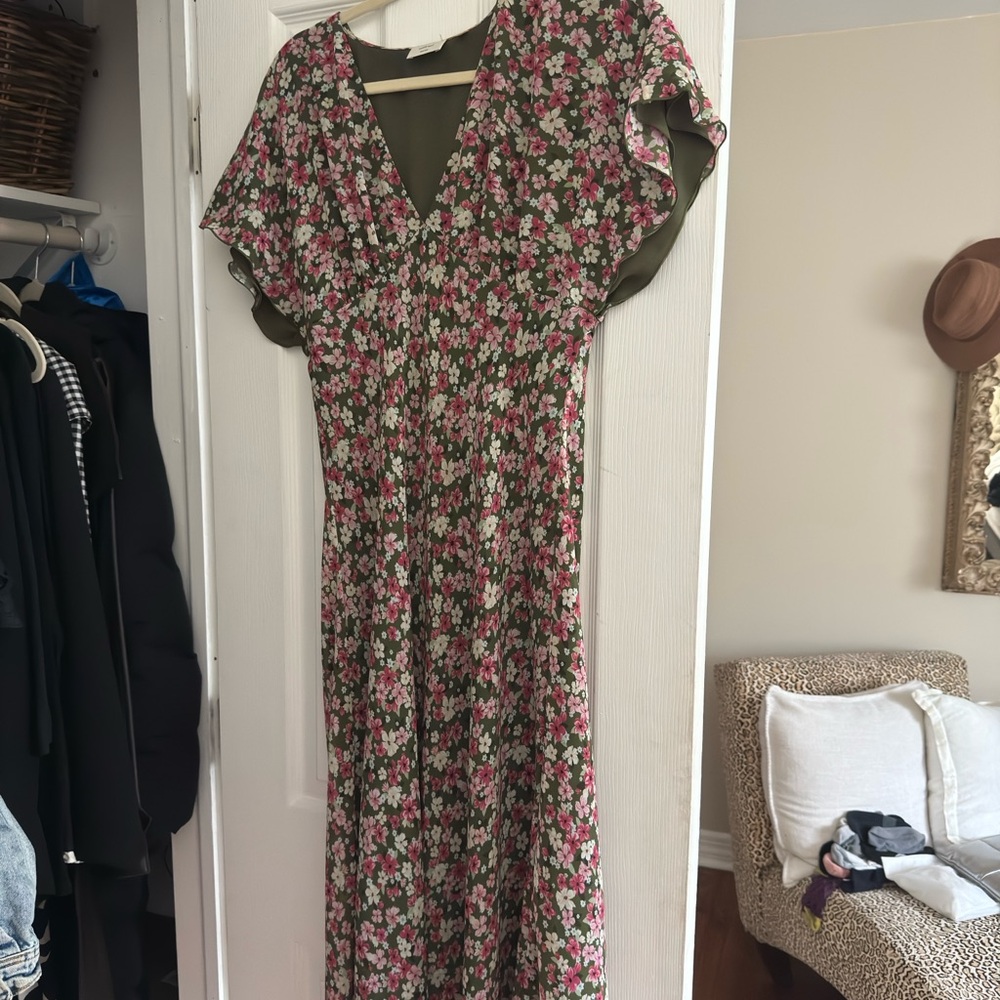 Wilfred Pink and Green Floral Maxi Dress